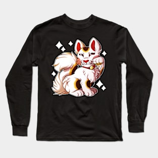 Maneki Neko - White Long Sleeve T-Shirt